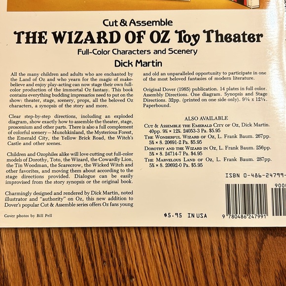 NWT The Wizard Of OZ Toy Theater Cut & Assemble Full Color Characters & Scenery - Picture 5 of 15